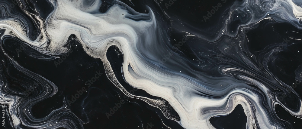 Poster zoom effect revealing intricate fractal patterns against a black background