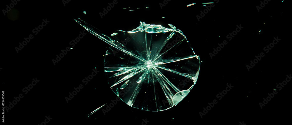 Poster fragmented glass texture showcasing sharp edges against a black background