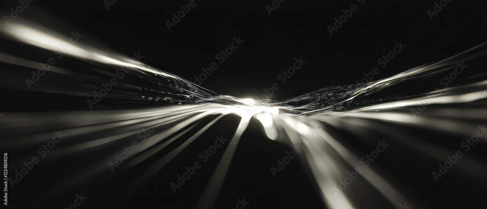 Poster gentle light glows with textured overlay on dark background creating a mysterious atmosphere