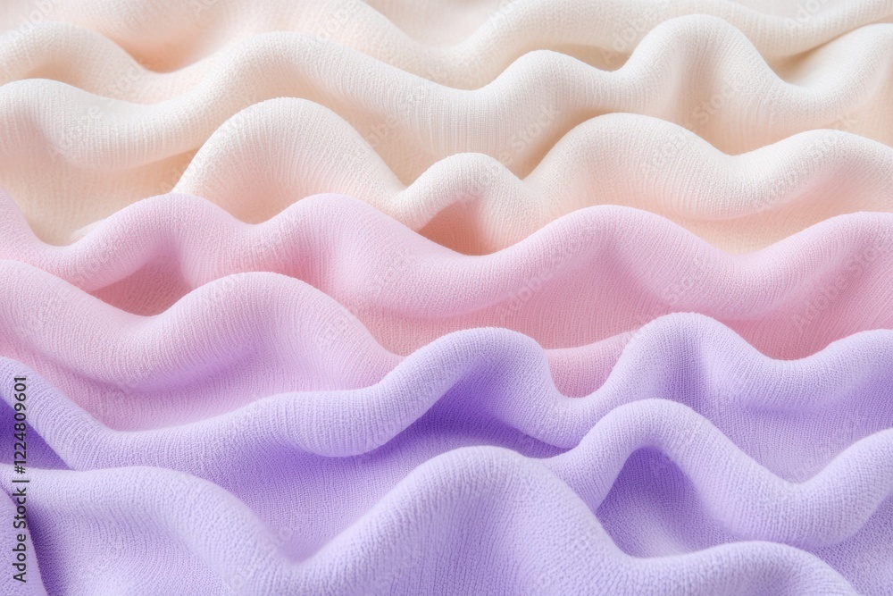 Poster soft waves of pastel colors blending harmoniously in textured fabric patterns