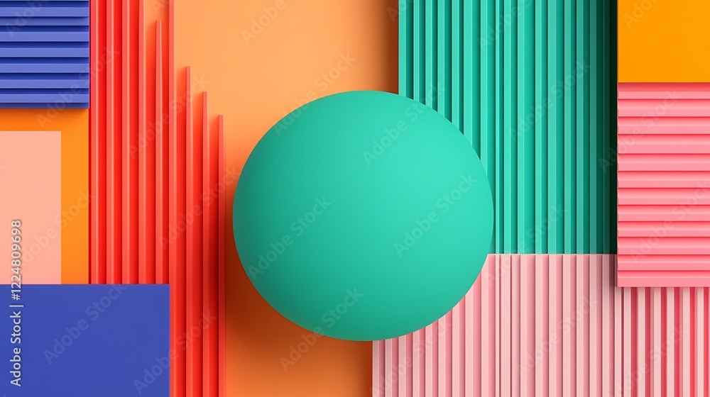 Poster colorful abstract composition with geometric shapes and textures for modern design projects and webs
