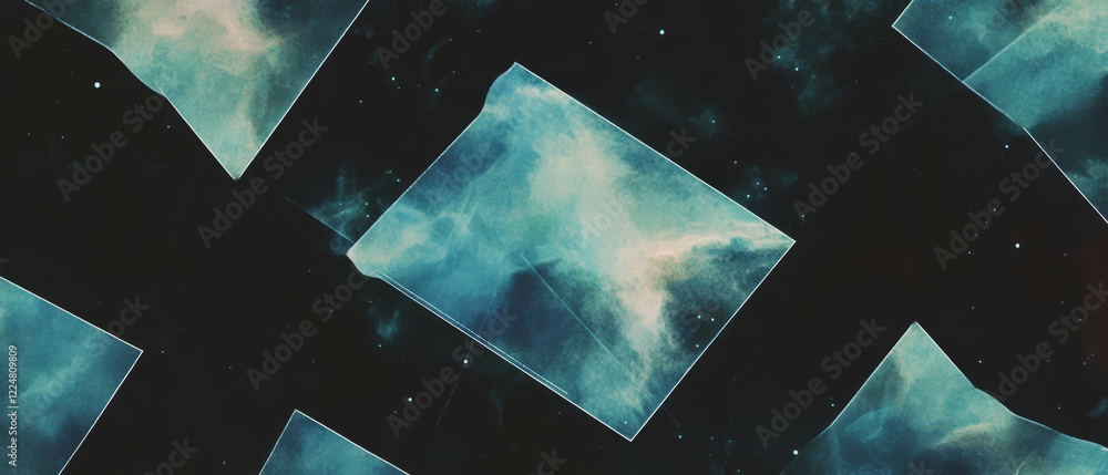 Poster geometric watercolor patterns create striking contrast on a dark background