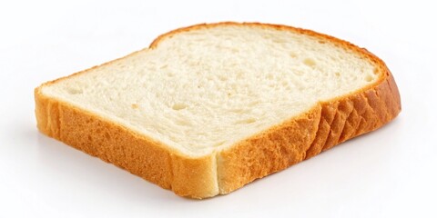 Minimalist Single Slice of Bread, Isolated on White Background, Food Photography, Clipping Path Ready