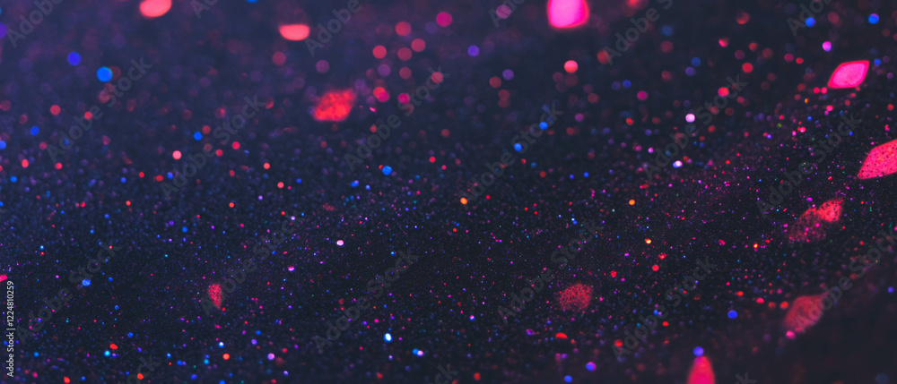 Poster Sparkling glitter texture creating a festive atmosphere on a dark background