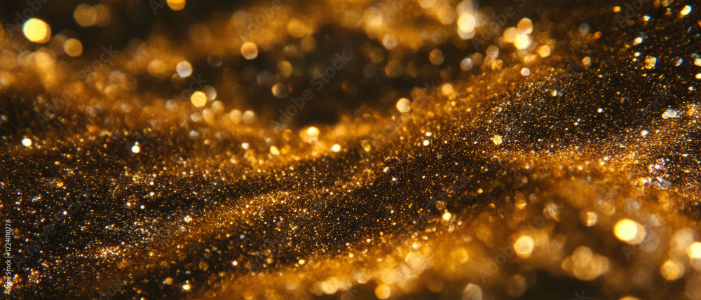 Poster glittering gold texture creating an elegant and luxurious atmosphere on dark background
