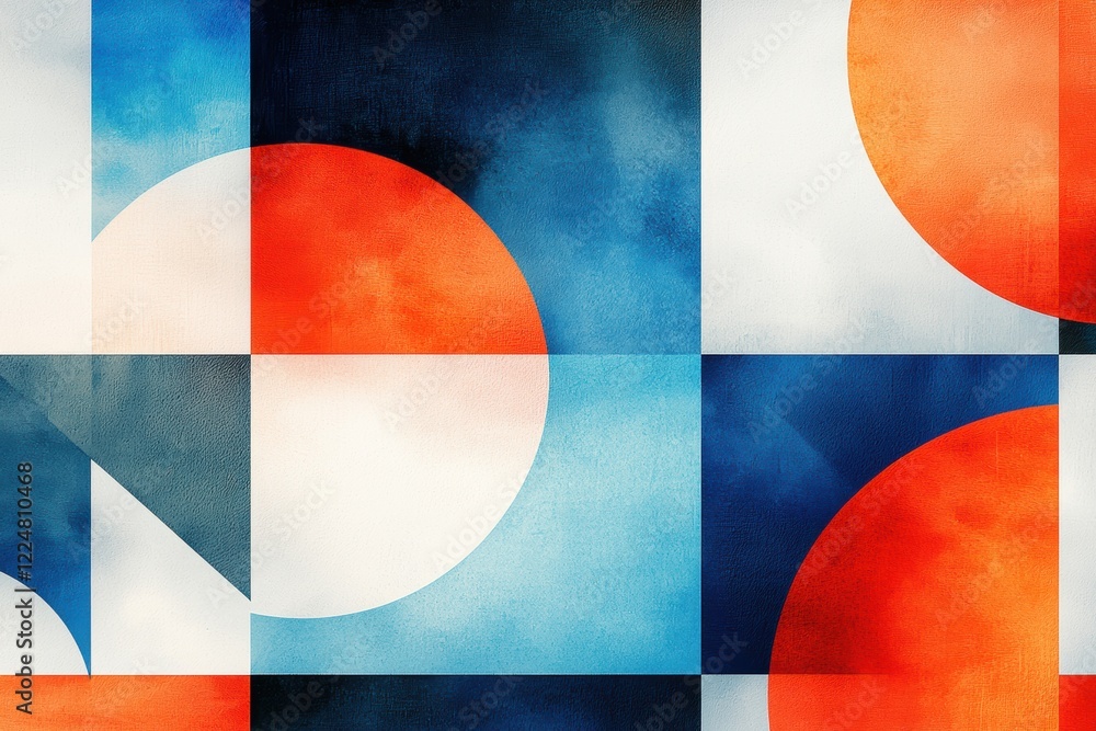 Poster vibrant retro-inspired geometric patterns with bold color combinations