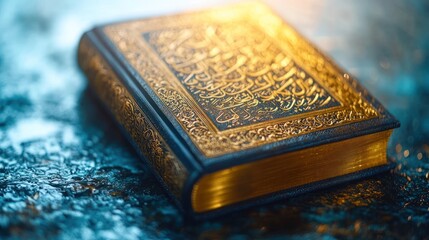 Fototapeta premium Ornate Quran, gold gilded, holy book.