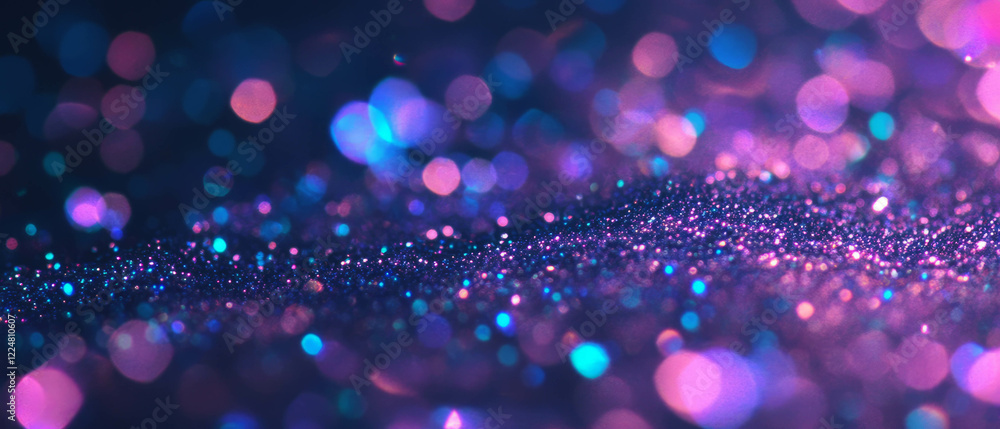 Poster glitter overlay texture with glowing particles on a soft dark background