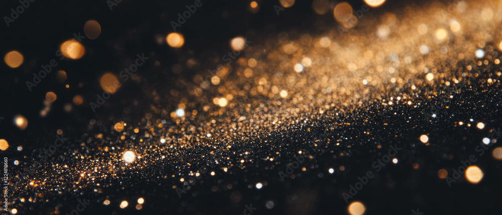 Poster glitter texture overlay with monochromatic particles on a black background