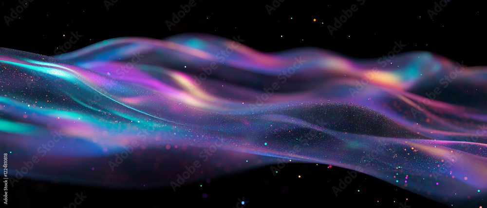 Poster Glitter particles create an ethereal atmosphere in a dark background