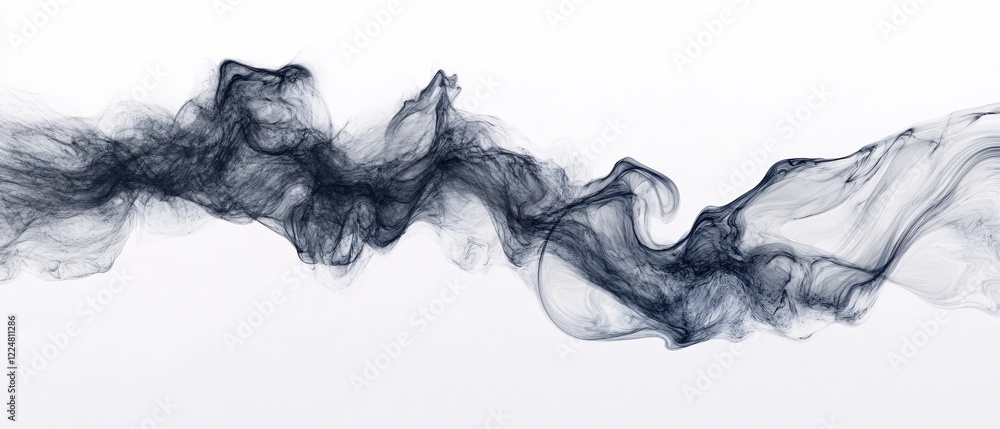 Poster abstract dark smoke cloud on white background flowing with soft lines and ethereal texture
