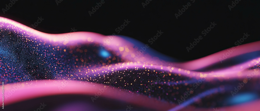 Poster dynamic glitter texture with particles creating an energetic feel against a black background