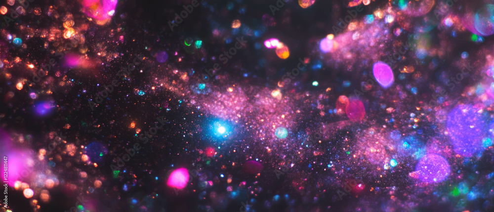 Aufkleber glitter particles create a celestial atmosphere with a magical black background
