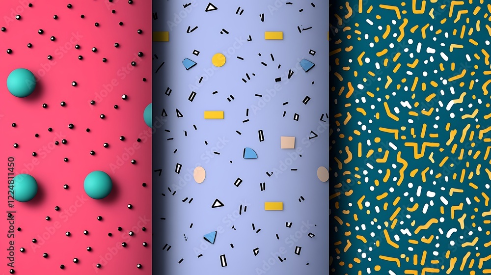 Poster colorful abstract patterns with geometric shapes and textures in modern design style for backgrounds