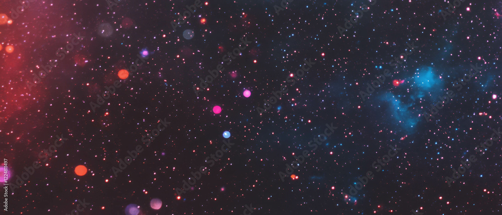 Poster Glittering particles create a celestial atmosphere on a dark background