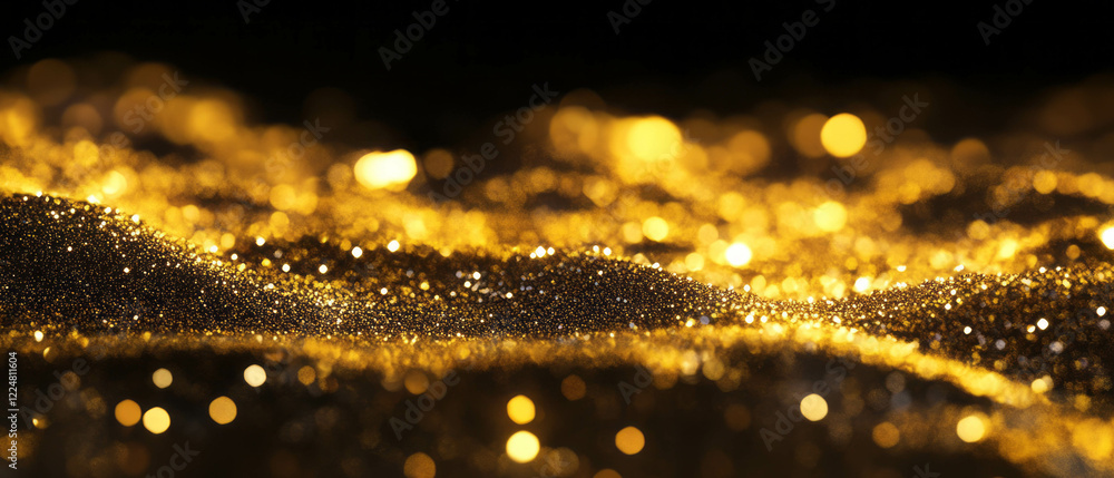 Poster Glitter particles create a delicate overlay texture against a black background