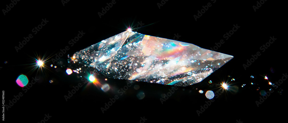 Poster sparkling glitter texture with fine particles on a deep black background for creative design