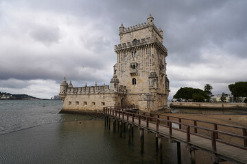 Lisbon at Belem Tower on the Tagus River.