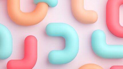 Colorful Abstract Shapes in Soft Pastel Tones Arranged on a Light Background for Modern Decor and Designs