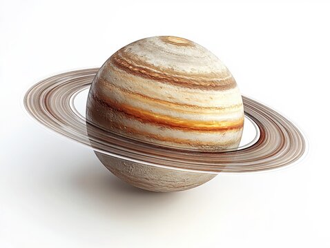 Saturn planet with rings on a white background space exploration celestial body astronomy