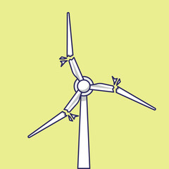 Fully Broken Wind Turbines Vector - Renewable Energy Artwork for Eco-Friendly and Sustainable Projects