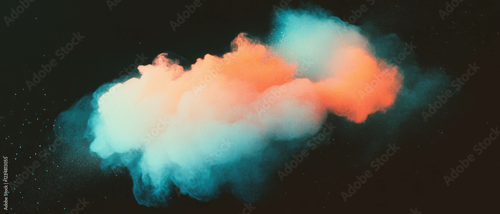 Poster gradient watercolor washes create a vibrant texture against a dark background