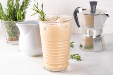 Iced rosemary coffee latte
