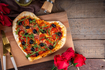 Valentines day heart shaped pizza