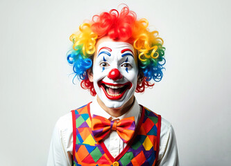 Portrait of a clown in make-up with balloons