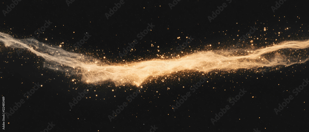 Poster Highly detailed dust particles create texture with space for text against a dark background