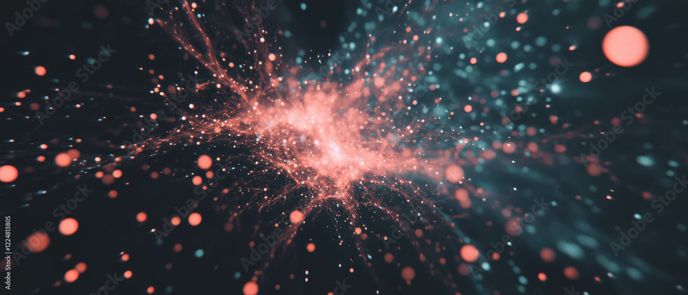 Poster Detailed spark particles overlay with space for text on a dark background