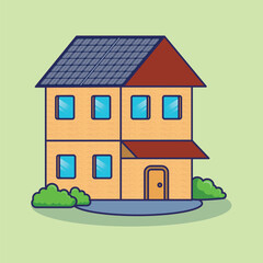 Eco-friendly house with solar panels and lush greenery, representing sustainable living.