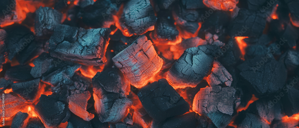 Aufkleber intense burning embers creating a fiery core glow against a dark background