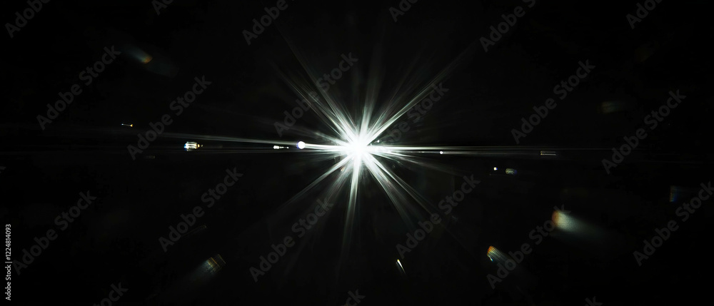 Poster intense light reflections create dynamic spark overlays against a black backdrop for dramatic effect