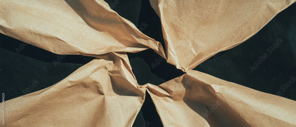Poster rustic kraft paper texture overlay with empty center on black background