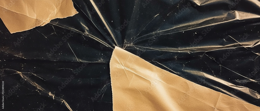 Aufkleber overlay texture of kraft paper on black background creates a rustic and artistic appearance