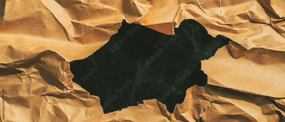 Leinwandbilder rustic kraft paper overlay with empty center on a black background for creative design projects