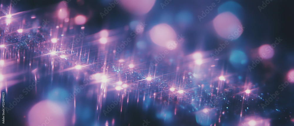 Aufkleber Bokeh overlay texture with star shapes and sparkling effect on dark background