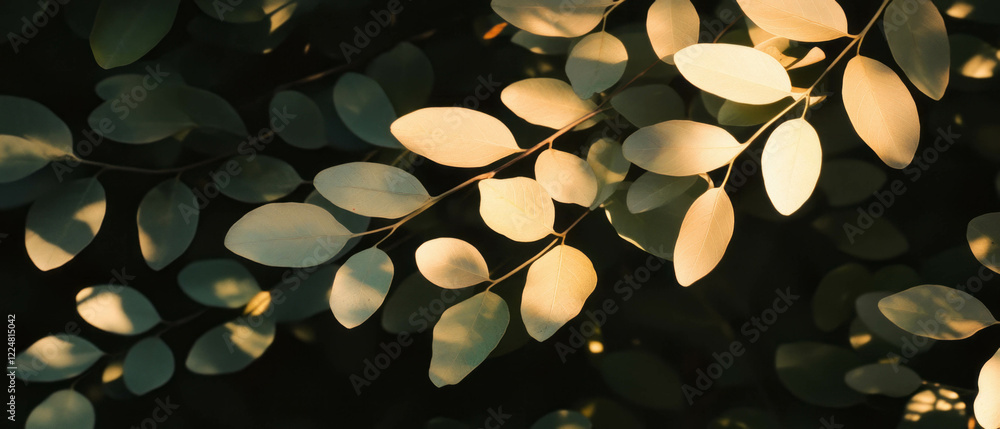 Poster light filtering through leaves creates a soothing natural pattern against a dark background
