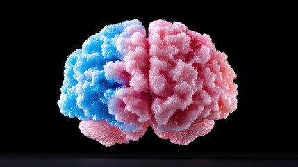 Colorful human brain hemispheres, isolated on black, medical illustration, for health websites