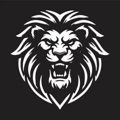 Fototapeta premium black and white Vector illustration of a lion head icon