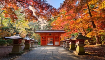 chinese temple in autumn