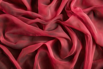 Obraz premium Red Fabric Texture Background. Elegant Draped Silk Material with Shiny Surface. Luxurious Soft Cloth with Subtle Pattern