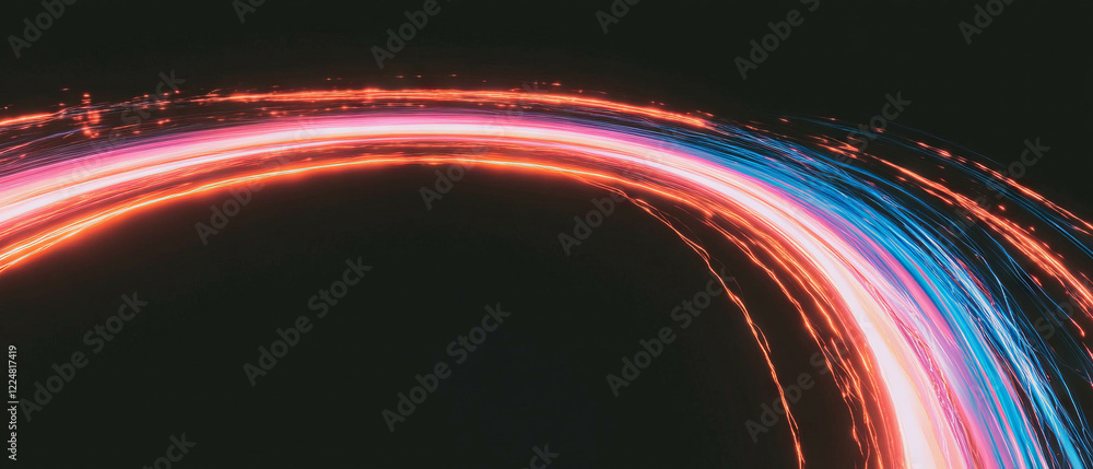 Poster Vibrant lightning arcs create dynamic patterns against a dark backdrop