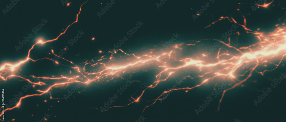Poster lightning flashes create dynamic energy with bursts of light against a black backdrop