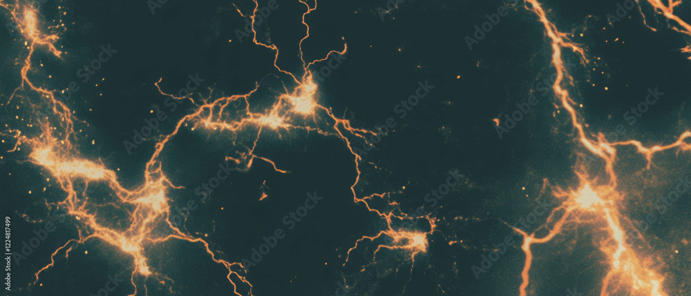 Poster dynamic overlay of lightning bolts against a black background creating an electric atmosphere
