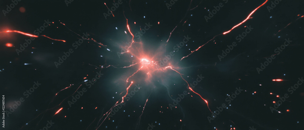 Poster intricate close-up of lightning texture revealing electrifying sparks against a dark backdrop