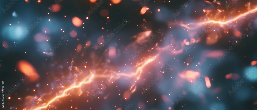 Poster electric lightning frame with sharp details and vivid sparks on a dark background