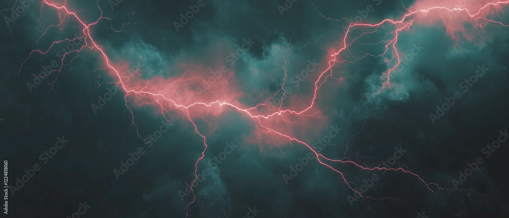 Poster Striking visual of lightning with depth of field against a dark background