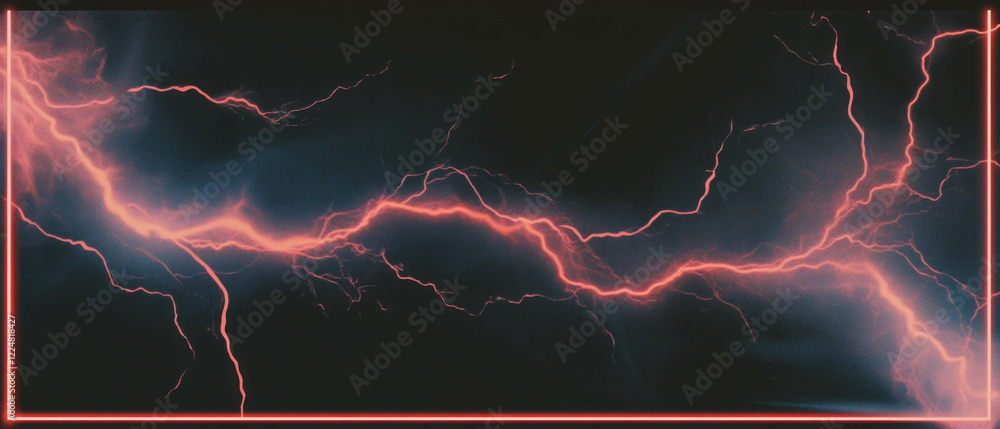 Poster dynamic lightning overlay frame with electric glow on a dark background